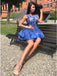 A-Line Round Neck Sleeveless Appliques Royal Blue Homecoming Dresses, HD0541
