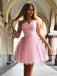 Sweetheart Strapless Lace-up Back Pink Tulle Homecoming Dresses, HD0549