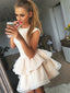 Amazing Cap Sleeves Lace Appliques Homecoming Dresses With Ruffles, HD0550