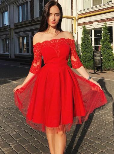 New Arrival Modern Off-shoulder White Lace Long sleeves Homecoming Dre RomanBridal New Arrival Modern Off-shoulder White Lace Long sleeves Homecoming Dre RomanBridal