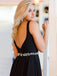 A-line Deep V-neck Backless Black Homecoming Dresses With Belt, HD0552
