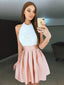 A-line Halter Lace Top Backless Short Pink Homecoming Dresses, HD0516