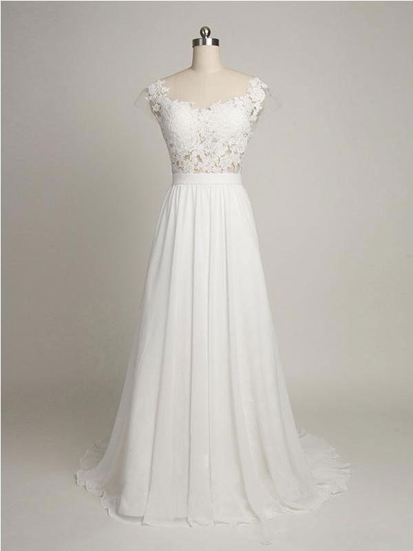 Charming A-line Tulle Scoop Neckline Beaded Lace Appliques wedding dresses, WD0333
