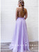 A-Line Spaghetti Straps Tulle Lace Long Prom Dresses With Slit,RBPD0042