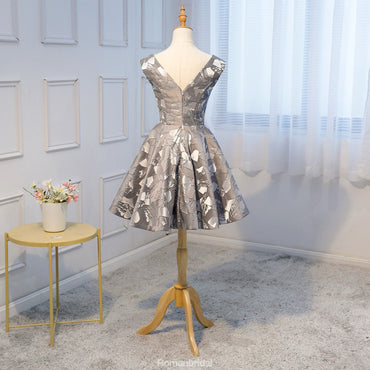 Charming V-back A-line Sleeveless Zipper Back Simple Homecoming Dresses, HD0388