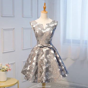 Charming V-back A-line Sleeveless Zipper Back Simple Homecoming Dresses, HD0388