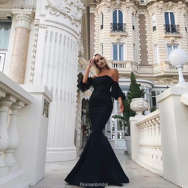 New Arrival Sexy Strapless Mermaid Black Prom Dresses, PD0673