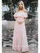 A-Line Off The Shoulder Light Pink Chiffon Long Prom Dresses With Ruffles,RBPD0049