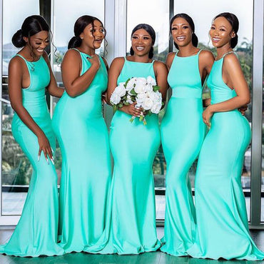 Newest Mermaid Open Back Sleeveless Long Bridesmaid Dresses, BD0036