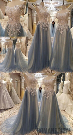 New Arrival Lace Appliques Beading Gorgeous Tulle Off Shoulder Elegant Prom Dress, PD0260