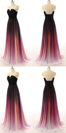 A-line Sweetheart Long Elegant Chiffon Prom Dresses, PD0586