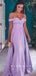 Sheath Off The Shoulder Lilac Detachable Cheap Long Prom Dresses Online,RBPD0050