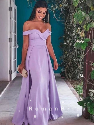 Sheath Off The Shoulder Lilac Detachable Cheap Long Prom Dresses Online,RBPD0050