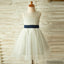 Ivory Beautiful Lace and Tulle Sleeveless Scoop Cheap Flower Girl Dresses with Bow, FG0087