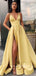 New Arrival A-Line V-Neck Spaghetti Straps Split Side Long Prom Dresses Online,RBPD0053