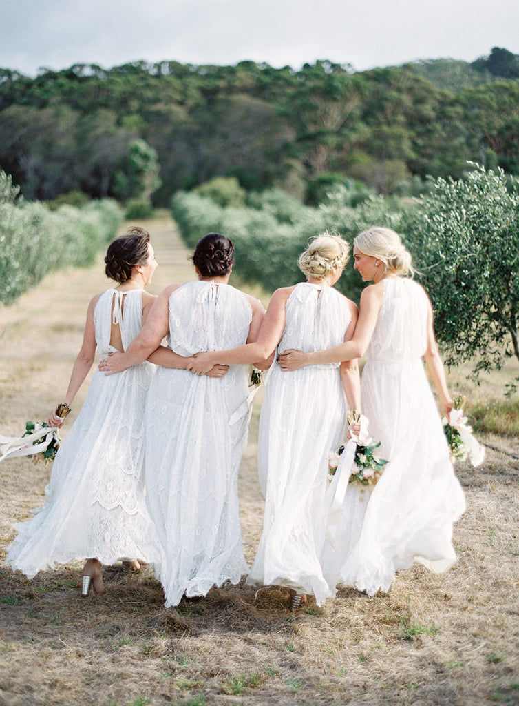 Halter Floor-length Lace Open-back Bridesmaid Dresses, BD0563