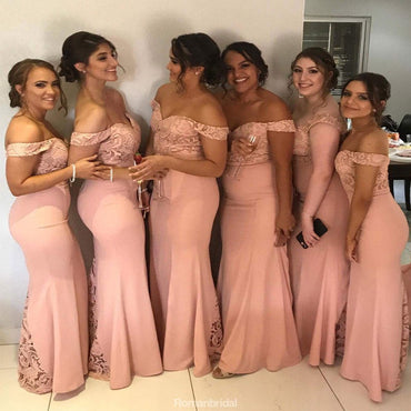 New Arrival Off-shoulder Mermaid Floor-Length Cheap Bridesmaid Dresses, WG85