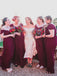 Simple V-neck Off-shoulder Floor-length Long Bridesmaid Dresses Online,RBWG0080
