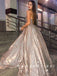 Charming Shinny A-Line Sweetheart Long Prom Dresses With Cross Neck,RBPD0060