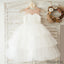 Sweet Flower Girl white Tulle Jewl Sleeveless applique Dress, Cute Flower Girl Dress, FG0094