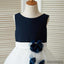 Sleeveless applique round neck princess dress, Navy blue shirt white dress, Flower girl dress, FG0095