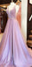 Simple A-Line V-Neck Sleeveless Long Prom Dresses, PD0751