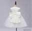 Pure white small dress, round neck sleeveless Big bow on the back, Pleats on the cute Flower Girl Dress, FG0103