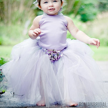 Light Purple Satin Tulle Pixie Tutu dresses, Lovely Cheap Flower Girl Dresses,  FG017