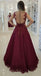 A-line Deep V-neck Sleeveless Appliques And Beading Long Prom Dresses, PD0768