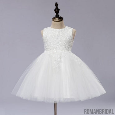 A-line Straps Ankle-length Lace Top Tulle Flower Girl Dresses, FG0102