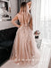 A-Line Round Neck Long Sleeves Tulle Custom Prom Dresses With Lace,RBPD0073