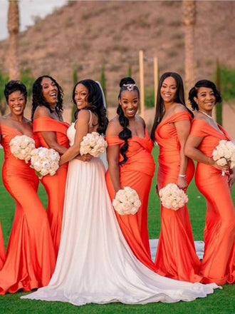 New Arrival Off-shoudler Mermaid Floor-length Long Bridesmaid Dresses,RBWG0082