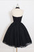 Newest Halter Black Backless Sleeveless Short Prom Dresses, Tutu Homecoming Dresses, HD0371