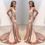 Charming deep V-neck lace Spaghetti Strap backless Trumpet long prom dresses , PD0520