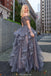 New Arrival off-shoulder grey organza beading Floor-length Party dress, long prom dresses, PD0522