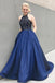 Gorgeous A-line Halter Beading Top Long Prom Dresses, PD0574