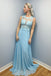 A-line Chiffon Lace Top Backless Long Prom Dress, PD009