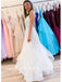 A-Line V-Neck Sleeveless White Long Prom Dresses With Beading,RBPD0081