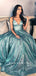 A-Line V-Neck Spaghetti Straps Custom Long Prom Dresses Online,RBPD0084