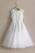 White round neck sleeveless appliques tulle princess dresses, wedding flower girl dresses, FG0124
