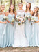 Light Blue Sweet Heart Chiffon Long Bridesmaid Dresses, BD0553