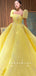 A-Line Strapless Short Sleeves Yellow Long Prom Dresses Online,RBPD0086