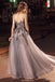 A-line Floor-length Sleeveless Appliques Long Prom Dresses, PD0588