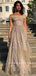 Shinny A-Line One Shoulder Tulle Long Prom Dresses Online,RBPD0088