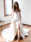 Sexy V-neck A-line Cheap Long Wedding Dresses Online,RBWD0038
