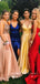Elegant A-Line V-Neck Spaghetti Straps Cheap Long Prom Dresses,RBPD0009