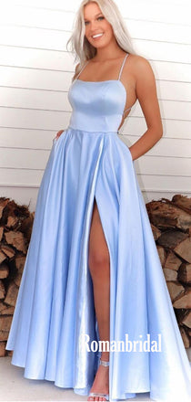 Spaghetti Straps A-line Cheap Long Prom Dresses,RBPD0129
