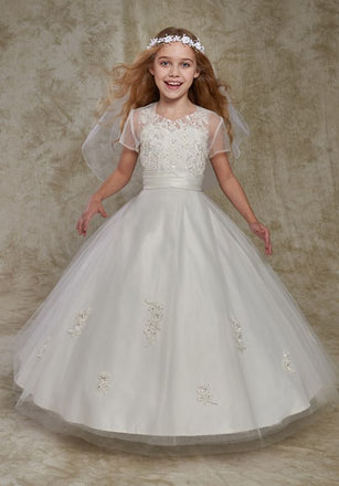 White applique Sleeveless Tutu Elegant princess dress, flower girl dresses, FG0119