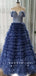 Shinny A-Line Off The Shoulder Tulle Floor Length Prom Dresses,RBPD0093
