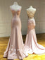 Simple Mermaid V-Neck Spaghetti Straps Cross Back Cheap Long Prom Dresses,RBPD0095